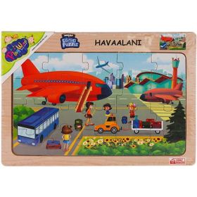 Onyıl Oyuncak ONY-233-234-235-236 Havaalanı Lego Ahşap Eğitici Puzzle