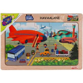 Onyıl Oyuncak ONY-233-234-235-236 Havaalanı Lego Ahşap Eğitici Puzzle