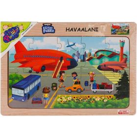 Onyıl Oyuncak ONY-233-234-235-236 Havaalanı Lego Ahşap Eğitici Puzzle