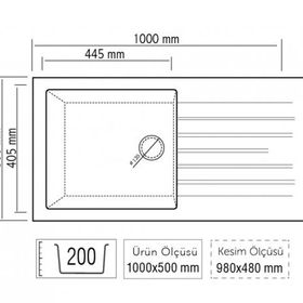 OPAL UM-100 XL Metallıc Black Granit Eviye
