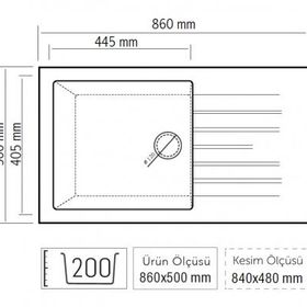 OPAL UM-86 XL Graphıte Grey Granit Eviye