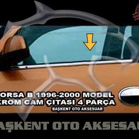 Opel Corsa B 1996-2000 Paslanmaz Çelik 4 Parça Krom Cam Çıtası