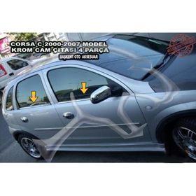 Opel Corsa C 2001-2006 Paslanmaz Çelik 4 Parça Krom Cam Çıtası
