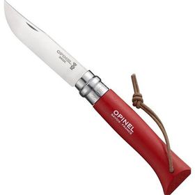 Opinel OP-001890 Kırmızı Inox No 8 Deri Kılıflı Paslanmaz Çakı
