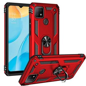 Oppo A15 Kırmızı Kılıf Zırhlı Standlı Mıknatıslı Tank Kapak