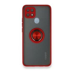 OPPO A15 Montreal Yüzüklü Silikon Kapak Kırmızı Kılıf