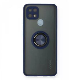 OPPO A15 Montreal Yüzüklü Silikon Kapak Lacivert Kılıf