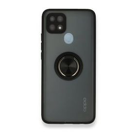 OPPO A15 Montreal Yüzüklü Silikon Kapak Siyah Kılıf