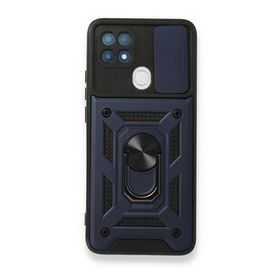 Oppo A15 Pars Lens Yüzüklü Silikon Lacivert Kılıf