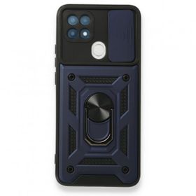 Oppo A15 Pars Lens Yüzüklü Silikon Lacivert Kılıf
