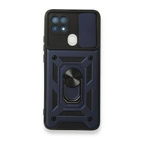 Oppo A15 Pars Lens Yüzüklü Silikon Lacivert Kılıf