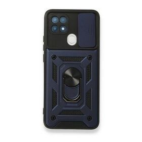 Oppo A15 Pars Lens Yüzüklü Silikon Lacivert Kılıf