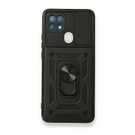 Oppo A15 Pars Lens Yüzüklü Silikon Siyah Kılıf