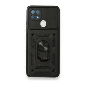 Oppo A15 Pars Lens Yüzüklü Silikon Siyah Kılıf