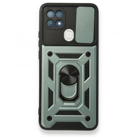 Oppo A15 Pars Lens Yüzüklü Silikon Yeşil Kılıf