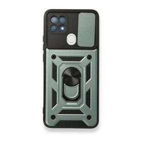 Oppo A15 Pars Lens Yüzüklü Silikon Yeşil Kılıf