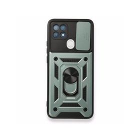 Oppo A15 Pars Lens Yüzüklü Silikon Yeşil Kılıf