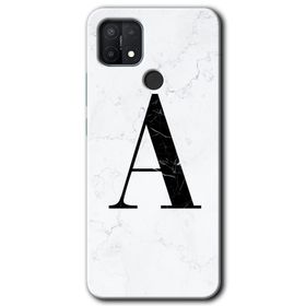 Oppo A15S Beyaz Mermer Desenli A Harfi Baskılı Uyumlu Silikon Kılıf