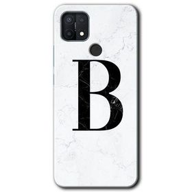 Oppo A15S Beyaz Mermer Desenli B Harfi Baskılı Uyumlu Silikon Kılıf