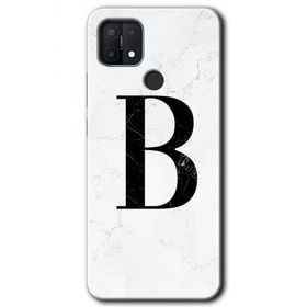 Oppo A15S Beyaz Mermer Desenli B Harfi Baskılı Uyumlu Silikon Kılıf