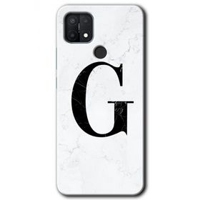 Oppo A15S Beyaz Mermer Desenli G Harfi Baskılı Uyumlu Silikon Kılıf