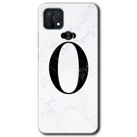 Oppo A15S Beyaz Mermer Desenli O Harfi Baskılı Uyumlu Silikon Kılıf