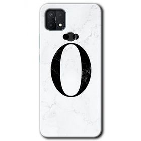 Oppo A15S Beyaz Mermer Desenli O Harfi Baskılı Uyumlu Silikon Kılıf