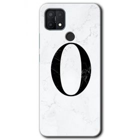 Oppo A15S Beyaz Mermer Desenli O Harfi Baskılı Uyumlu Silikon Kılıf