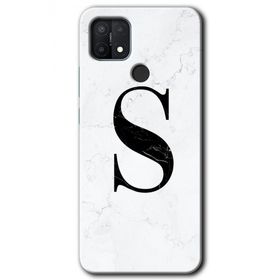Oppo A15S Beyaz Mermer Desenli Ş Harfi Baskılı Uyumlu Silikon Kılıf