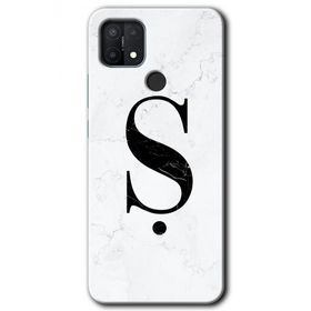 Oppo A15S Beyaz Mermer Desenli Ş Harfi Baskılı Uyumlu Silikon Kılıf