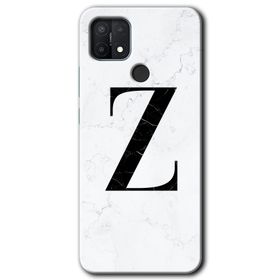 Oppo A15S Beyaz Mermer Desenli Z Harfi Baskılı Uyumlu Silikon Kılıf