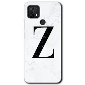Oppo A15S Beyaz Mermer Desenli Z Harfi Baskılı Uyumlu Silikon Kılıf