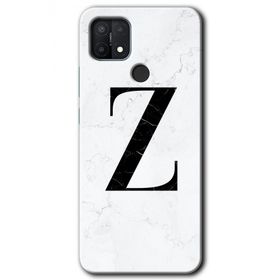 Oppo A15S Beyaz Mermer Desenli Z Harfi Baskılı Uyumlu Silikon Kılıf