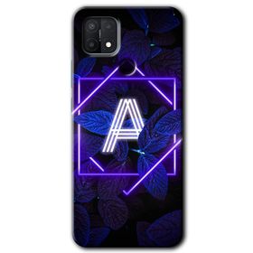 Oppo A15S Dark Neon Yaprak A Harfi Baskılı Uyumlu Silikon Kılıf