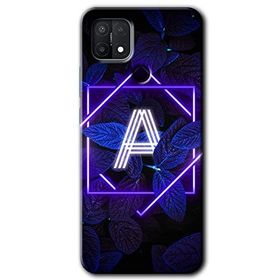 Oppo A15S Dark Neon Yaprak A Harfi Baskılı Uyumlu Silikon Kılıf