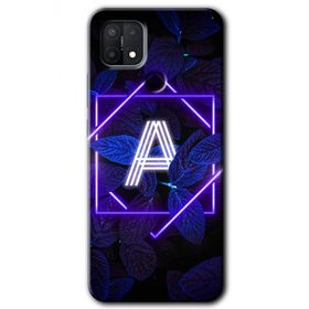 Oppo A15S Dark Neon Yaprak A Harfi Baskılı Uyumlu Silikon Kılıf