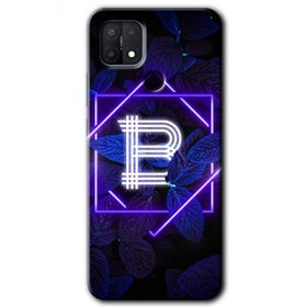 Oppo A15S Dark Neon Yaprak B Harfi Baskılı Uyumlu Silikon Kılıf