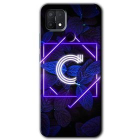 Oppo A15S Dark Neon Yaprak C Harfi Baskılı Uyumlu Silikon Kılıf