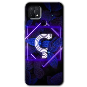 Oppo A15S Dark Neon Yaprak C Harfi Baskılı Uyumlu Silikon Kılıf