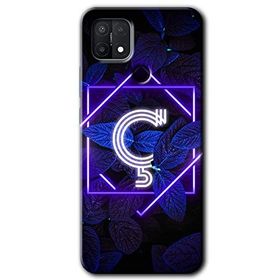 Oppo A15S Dark Neon Yaprak C Harfi Baskılı Uyumlu Silikon Kılıf