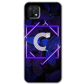 Oppo A15S Dark Neon Yaprak C Harfi Baskılı Uyumlu Silikon Kılıf