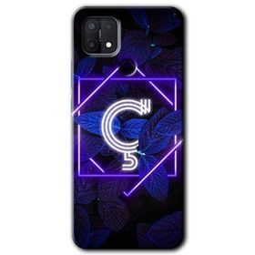 Oppo A15S Dark Neon Yaprak C Harfi Baskılı Uyumlu Silikon Kılıf