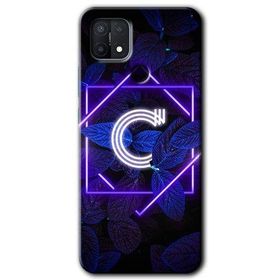 Oppo A15S Dark Neon Yaprak C Harfi Baskılı Uyumlu Silikon Kılıf