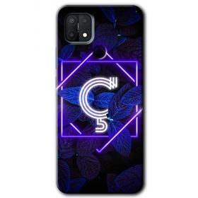 Oppo A15S Dark Neon Yaprak C Harfi Baskılı Uyumlu Silikon Kılıf