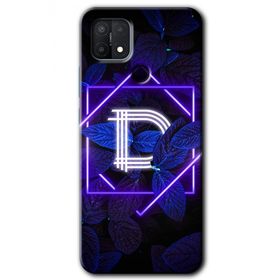 Oppo A15S Dark Neon Yaprak D Harfi Baskılı Uyumlu Silikon Kılıf
