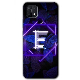 Oppo A15S Dark Neon Yaprak E Harfi Baskılı Uyumlu Silikon Kılıf