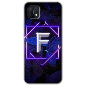 Oppo A15S Dark Neon Yaprak F Harfi Baskılı Uyumlu Silikon Kılıf
