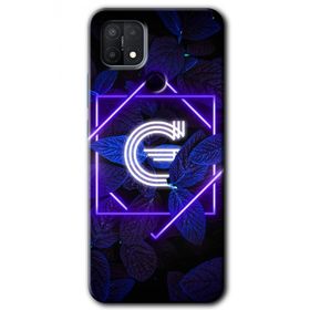 Oppo A15S Dark Neon Yaprak G Harfi Baskılı Uyumlu Silikon Kılıf