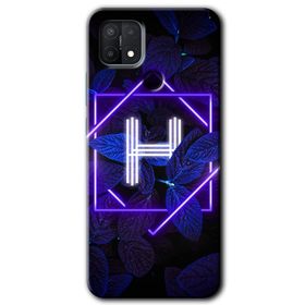 Oppo A15S Dark Neon Yaprak H Harfi Baskılı Uyumlu Silikon Kılıf
