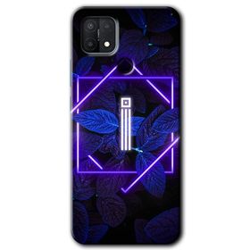 Oppo A15S Dark Neon Yaprak H Harfi Baskılı Uyumlu Silikon Kılıf